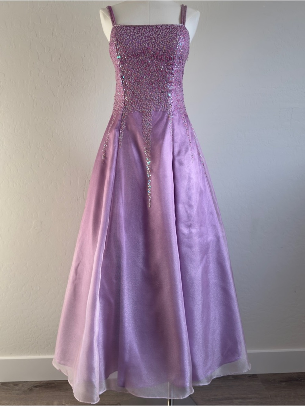 Lilac Beaded A-Line Evening Gown